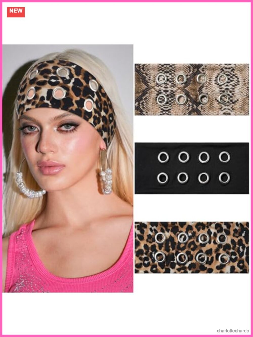 Wide Grommet Headband Set Elastic Hair Band Y2K Punk Hair Accessories